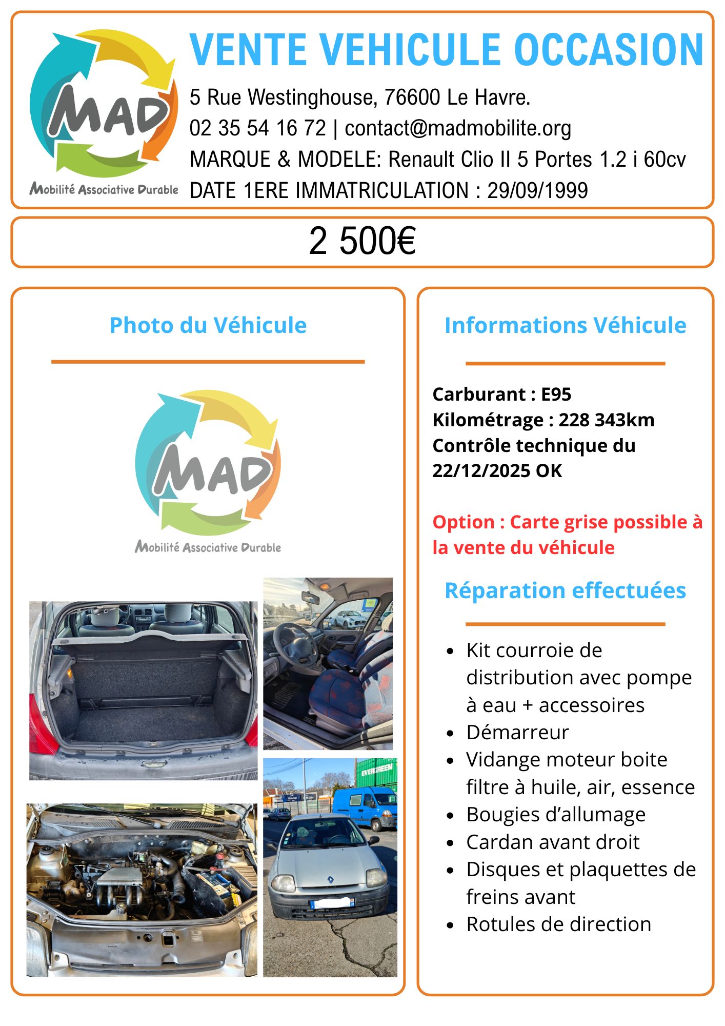 Renault Clio 2 - Vente véhicule d'occasion MAD